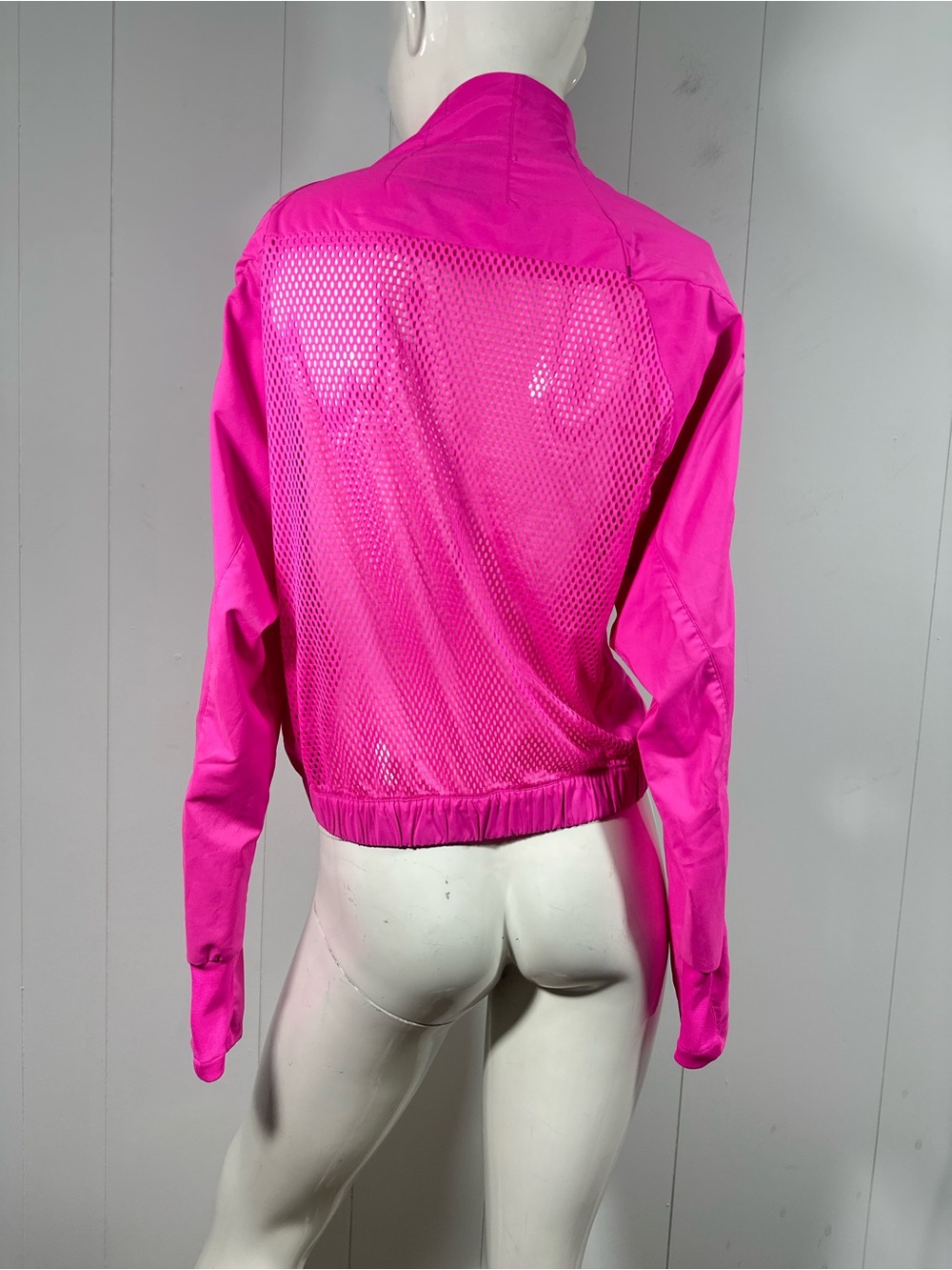 Adidas Sz XS Primeblue Women's Pink Cropped Track Jacket Mesh Back Full Zip - Picture 5 of 11